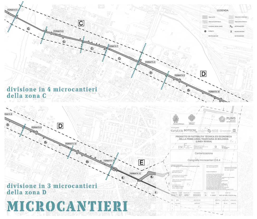 Divisione della zona C in 4 microcantieri, della zona D in 3 microcantieri